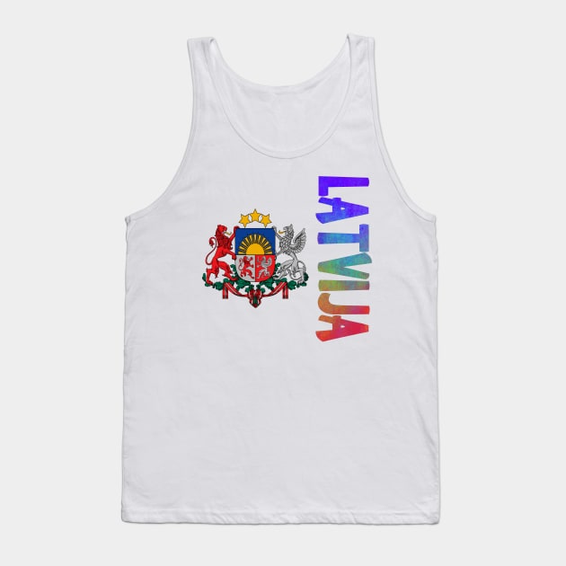 Latvia (Latvija in Latvian) Coat of Arms Design Tank Top by Naves